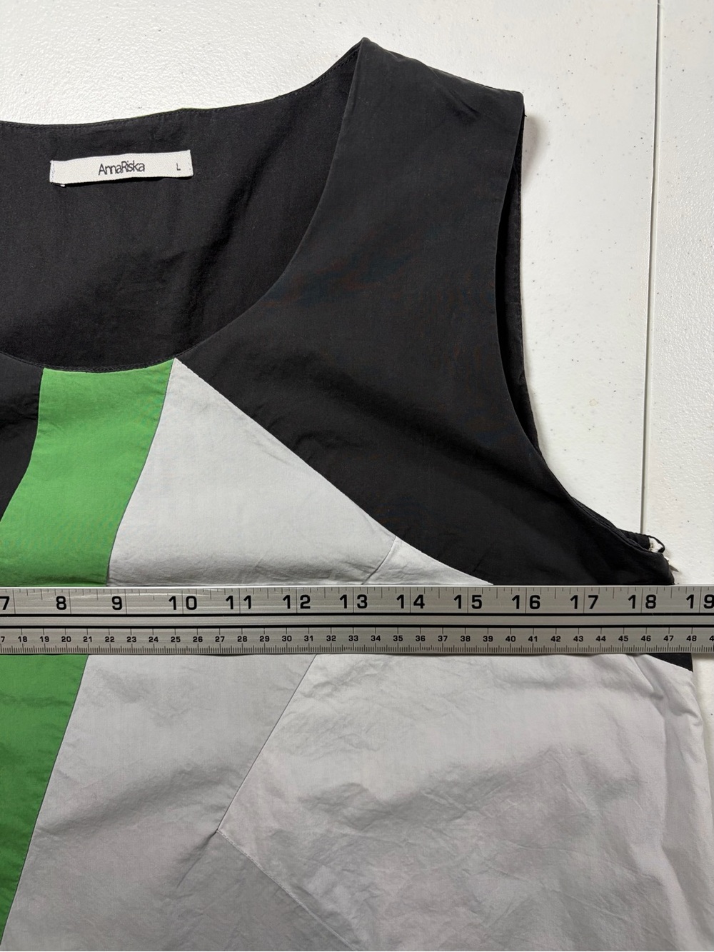 Greek 100% Cotton Sleeveless Geometric Colorblock Mini Dress (L) - Picture 2 of 7